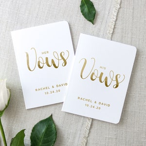 Personalized Vow Book, Wedding Vow Books, Set of 2 Bride Groom Vow Books, Gold Foil Booklet, Colors Available