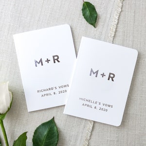 Modern Wedding Vow Books, Personalized Wedding Vow Books with Gold or Silver Foil, His Her Bride Groom Vow Books Set of 2