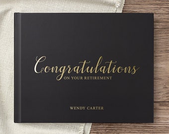 Retirement Guest Book for Retirement Party Ideas, Custom Retirement Book Gift for Retirement Album, Leaving Gift with Foil