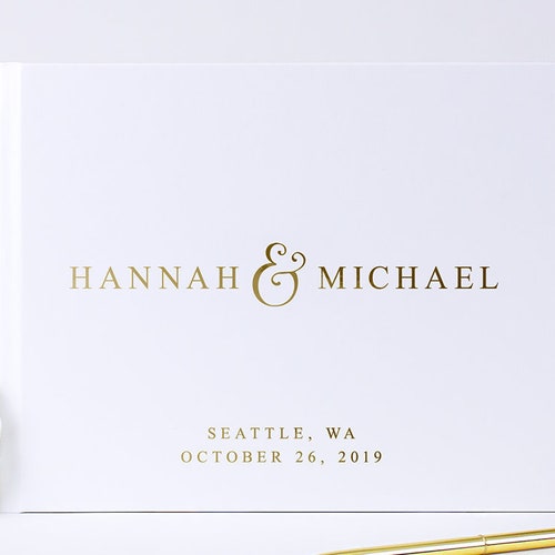 Wedding Guest Book Black and Gold Wedding Guestbook Wedding Etsy