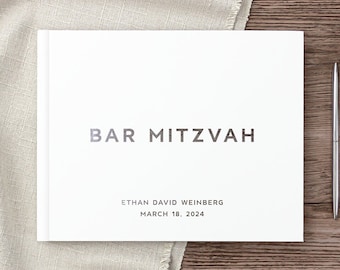 Bar Mitzvah Guest Book for Bar Mitzvah, Personalized Guestbook Sign in Book for Jewish Bar or Bat Mitzvah Ceremony Party