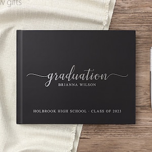 Graduation Guest Book Custom High School Graduation Party Photo Signature Book for Graduating Class Friends, Black with Foil