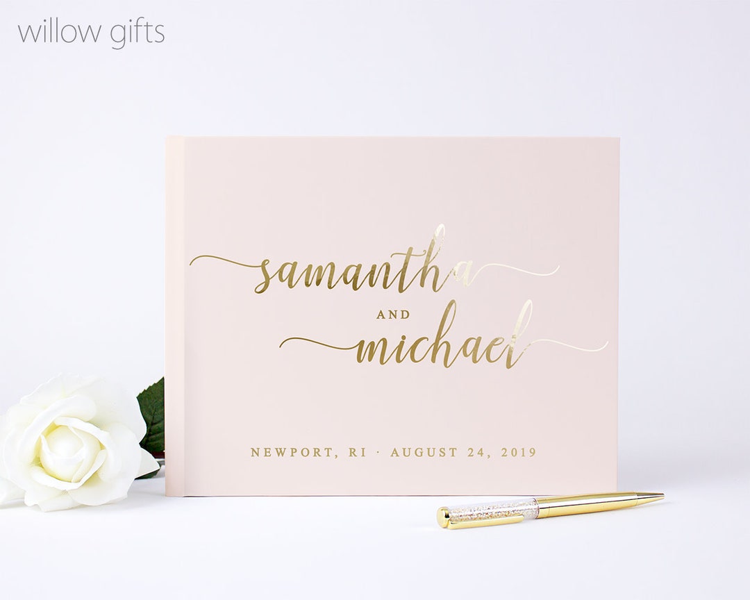 Wedding Guest Book Blush Pink, Wedding Guestbook Gold Silver Rose Gold ...