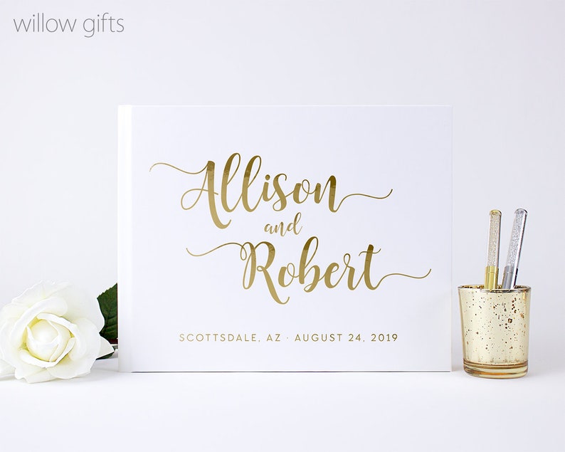Navy and Gold Wedding Guest Book Wedding Guestbook, Custom Wedding Sign ...