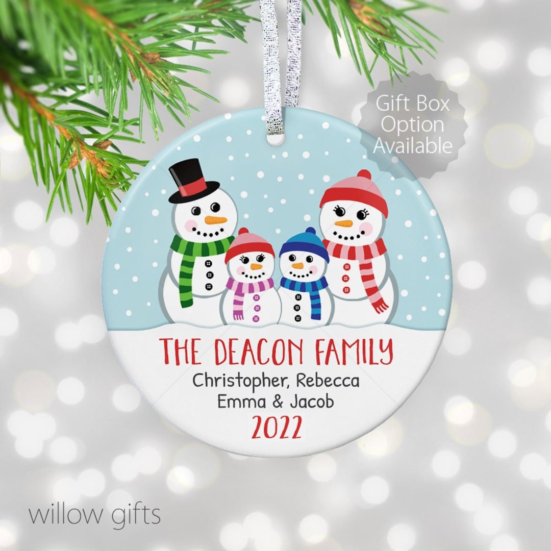 Christmas Tree Ornament 2022 Snowman Family Ornament Etsy