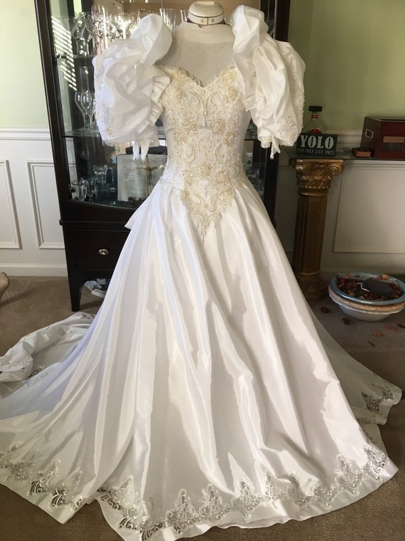 White Wedding Dress Size 4 Cathedral Train Royal Stylish Etsy
