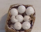 VINTAGE BASKET Of EGGS, 3 4 quot , Resin. Cloth, Fairy Garden, Dollhouse Mini, 1 12 or 1 24 Scale, New, Never Used, Sold As Is, All Sales Final