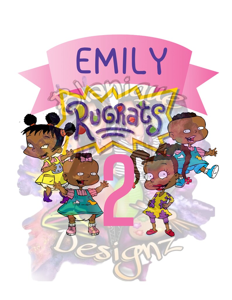 CUSTOM NAME Boy & Girl Afro Rugrats Png, Rugrats Clipart Birthday ...