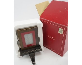 VGC W/ Box Pottery Barn Grosgrain Picture Frame Stocking Holder Stand Long Hook