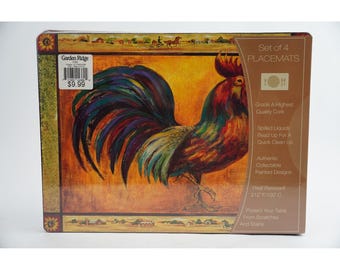 Set of 4 Benson Mills Placemats Rooster Pride Cork Backed New Vintage