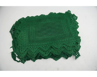 Juego de 22 manteles individuales de encaje verde de 43 x 30 cm para mesa navideña rectangular