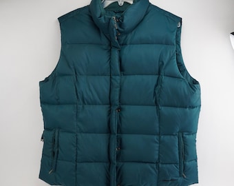 Eddie Bauer Goose Down Puffer Vest Womens XXL Green Quilted Excellent