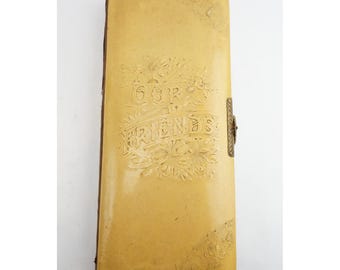 Photo Album Yellow Our Friends Antique Celluloid Victorian Fair W/ Clasp