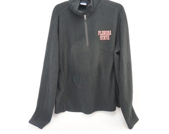 MV Sport Florida State Seminoles Mens Large Black Fleece 1/4 Zip Pullover Jacket