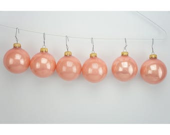Vintage Mercury Glass Christmas Ornaments Pink Set of 6 Iridescent Ball VGC