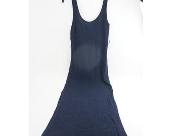 Seafolly Australia Knit Midi Dress Womens XS Navy Blue Sleeveless Terrain Knit