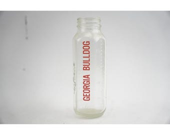 Evenflo Baby Bottle Infant 8oz Clear Georgia Bulldog Vintage Glass