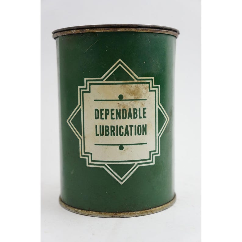 Quaker Grease Tin 1lb Green Vintage Dark Wheel Bearing Oil Corp St Louis Fair image 2