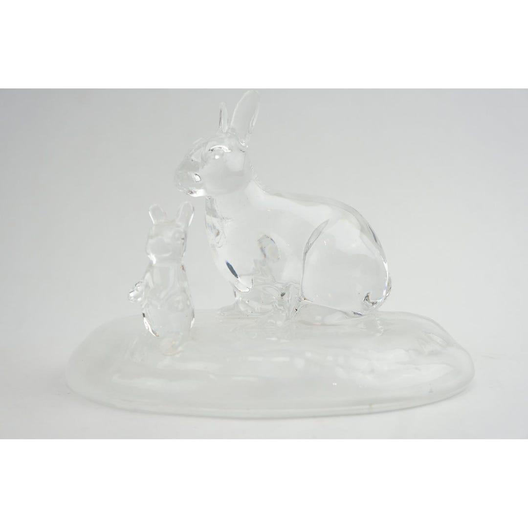 Lead Crystal Rabbit Cristal D'arques 24% Lead Crystal Rabbit Bunny Family Figurine France 3 ...