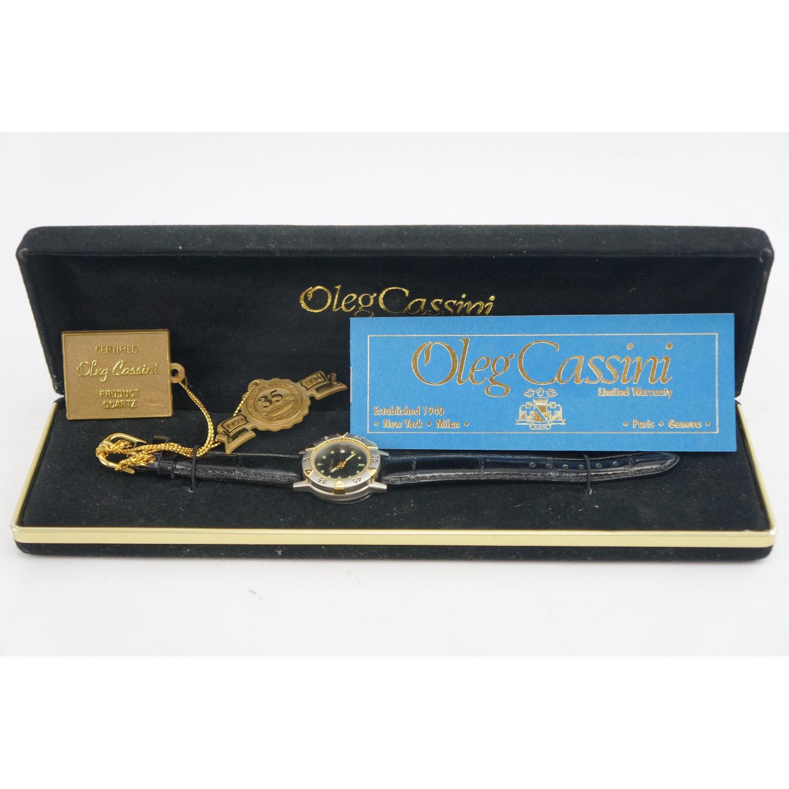 Vintage Oleg Cassini Blue Logo Fabric  and Leather belt Iconic OC Gold Buckle Vintage Oleg Cassini Men main image 3