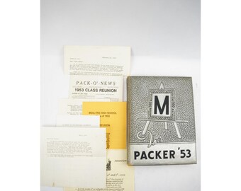 Anuario vintage de los Packers de 1953, escuela secundaria Moultrie, Georgia, GA + cartas