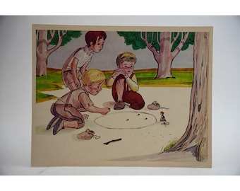 Póster de la tira de película de Pulgarcito de Cooper Films, tarjeta con la historia, 12,5 x 10 pulgadas, impresión vintage de 1970.