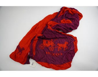 Coach Scarf Womens One Size Red Fuchsia Horse Carriage Logo 85263 NWT