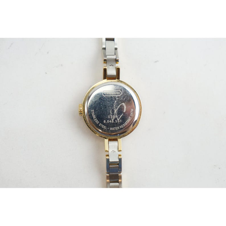 Rare VGC Coach Wristwatch Gold Tone Swiss Quartz 0309 Stainless Floating Dial ES image 5