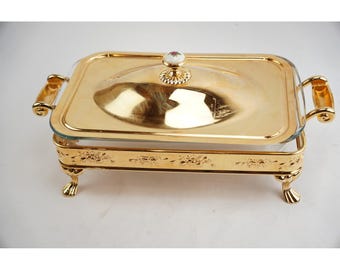 Royal Doulton Old Country Roses Covered Gold Plated Color Casserole/baking Set