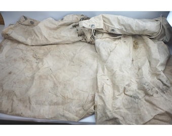 Set of 2 Unbranded Canvas Agricultural Bag Cream Grommet Drawstring Utility Fair