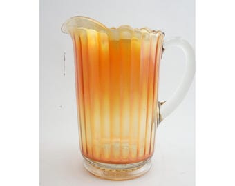 Imperial Glass Pitcher Marigold Carnival Ribbed Scalloped VGC