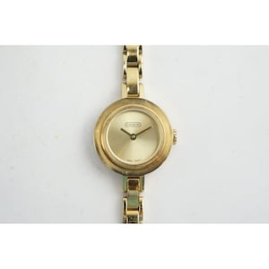 Rare VGC Coach Wristwatch Gold Tone Swiss Quartz 0309 Stainless Floating Dial ES image 2