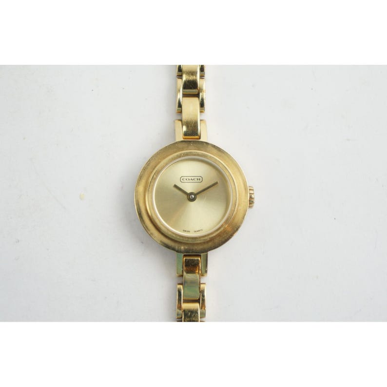 Rare VGC Coach Wristwatch Gold Tone Swiss Quartz 0309 Stainless Floating Dial ES image 2