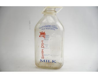 Wainwright Dairy Milk Bottle Glass Clear Farm Fresh Live Oak FL Vintage 64 oz