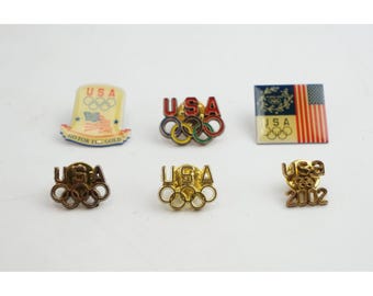 Aminco Team USA Olympic Lapel Pin Lot 6pc Multicolor Athens 2002 2004 Good