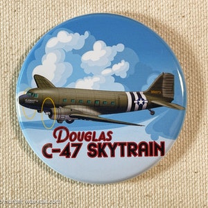 C-47/DC-3 Airplane  2.25&quot; Button/Opener/Mirror/Magnet