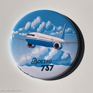 Boeing 737 Airplane 2.25&quot; Button/Opener/Mirror/Magnet