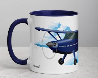 Stinson 108 Blue Airplane Mug with Color Inside