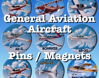 General Aviation Airplanes  2.25" Button/Magnet