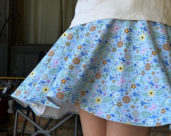 Airplanes & Flowers Skater Skirt