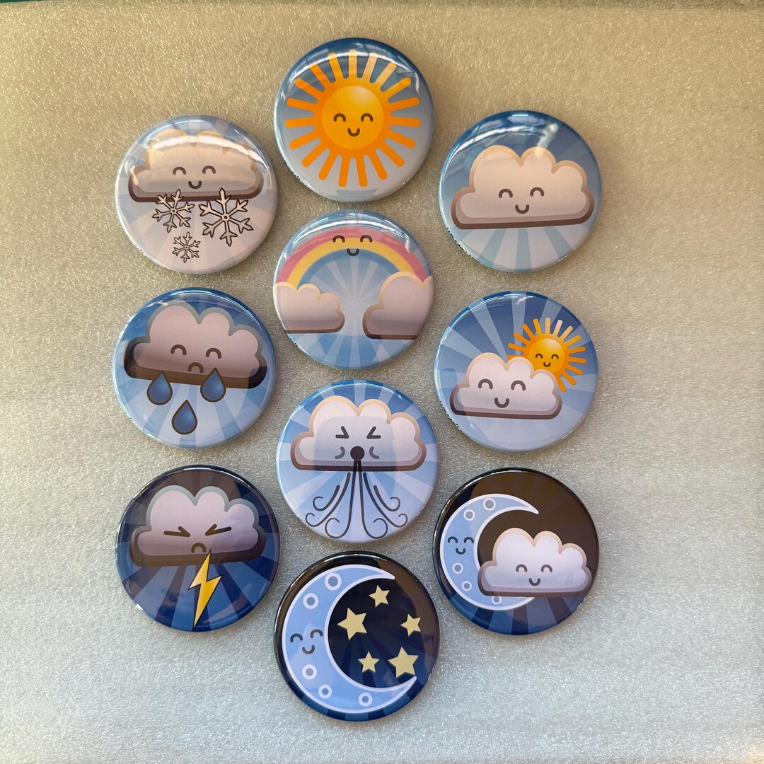 Cute Weather Icon Magnets – Handmade 2.25