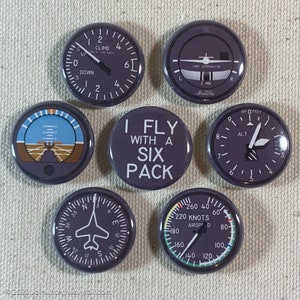 Pin Buttons / Magnets 1" - Aircraft Instrument Six Pack