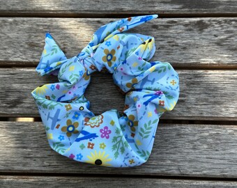 Airplanes & Flowers Recycled Scrunchie