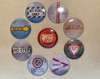 Airplane Warning Signs 2.25" Magnets/Buttons