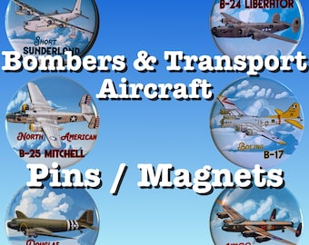 Bomber/Transport Airplanes  2.25" Button/Magnet