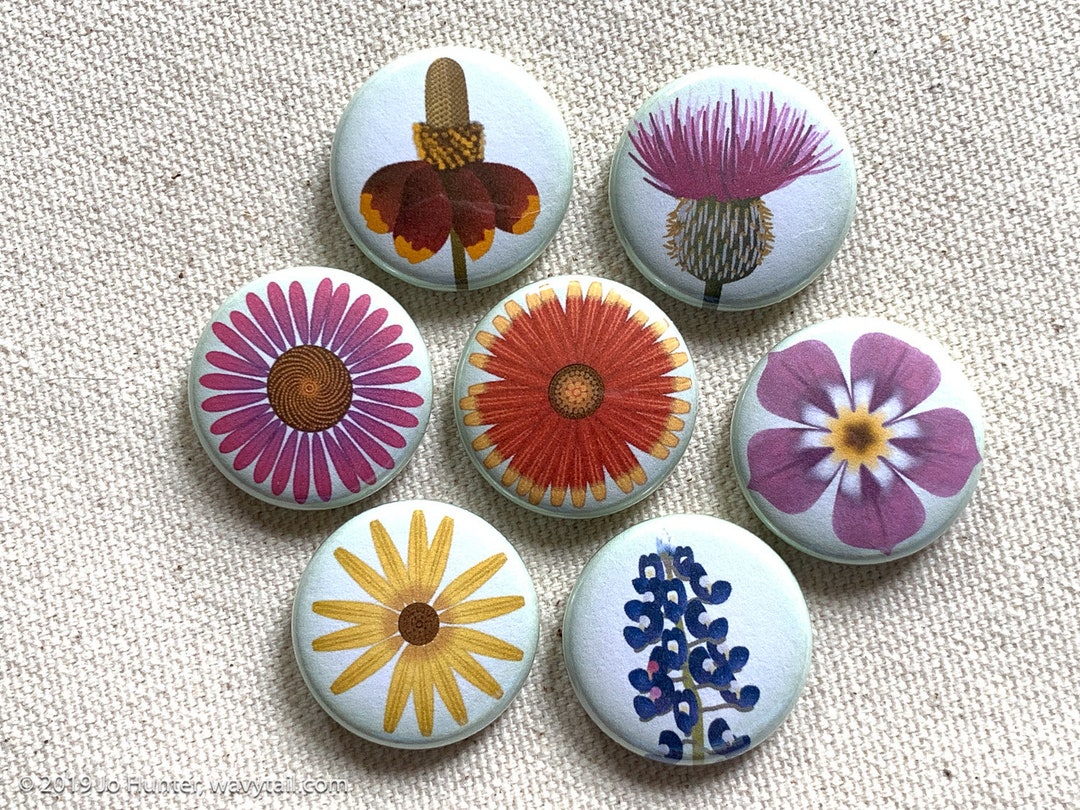 Pin Buttons / Magnets 1 Texas Wildflowers - Etsy