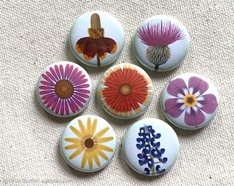 Pins / Magnets 1" - Texas Wildflowers (set of 7)