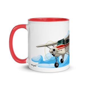 Piper PA-22 Tri Pacer (Red) Airplane Mug with Color Inside