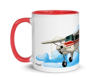 Piper PA-22 Tri Pacer (Red) Airplane Mug with Color Inside