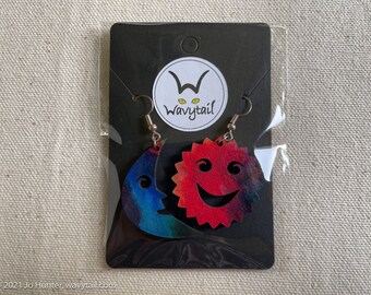 Sun and Moon Dangly Earrings